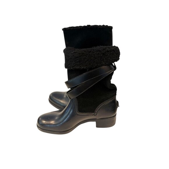 Coach Zena Black Leather Shearling Rubber Winter Cold Weather Snow Boots Size 8B - Picture 1 of 9
